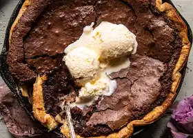 Warm Chocolate Fudge Skillet Cake. recipe